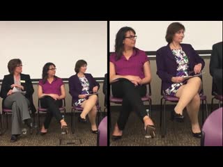 (88) mature thick legs in pantyhose and heels at panel discussion - youtube